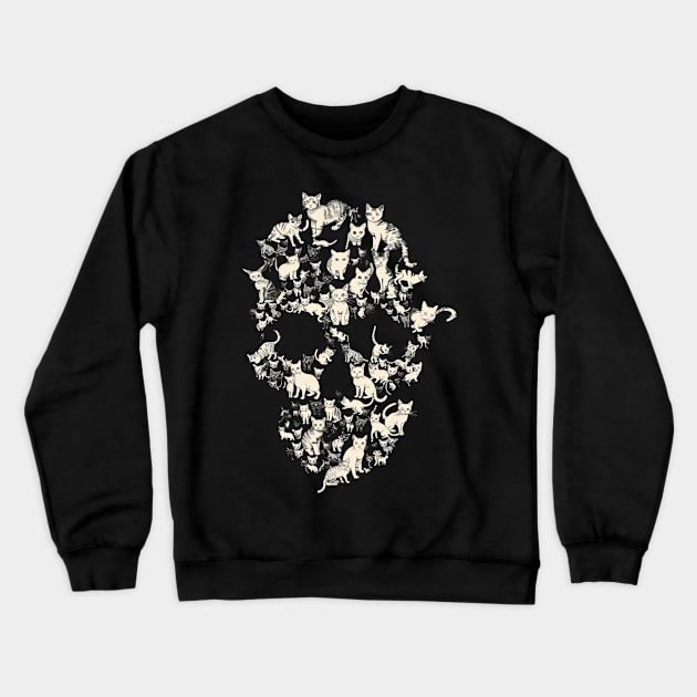 Cat Skull Narratives Crewneck Sweatshirt by BilodeauBlue